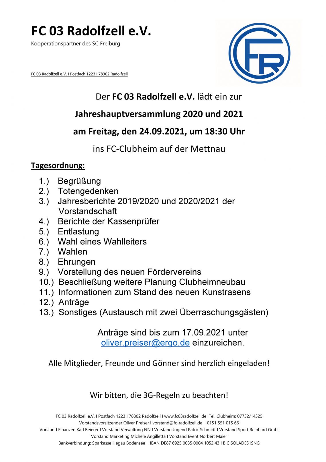 Einladung JHV 2021