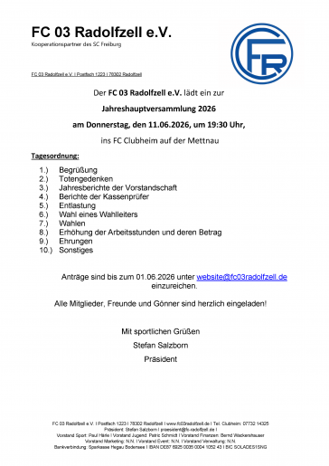 Einladung zur JHV 2026