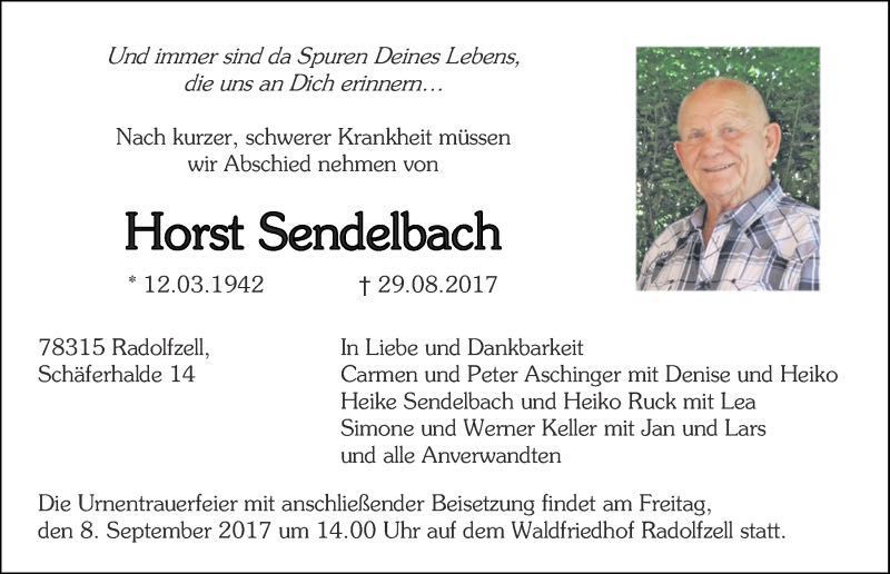 Todesanzeige Horst Sendelbach Todesanzeige Horst Sendelbach